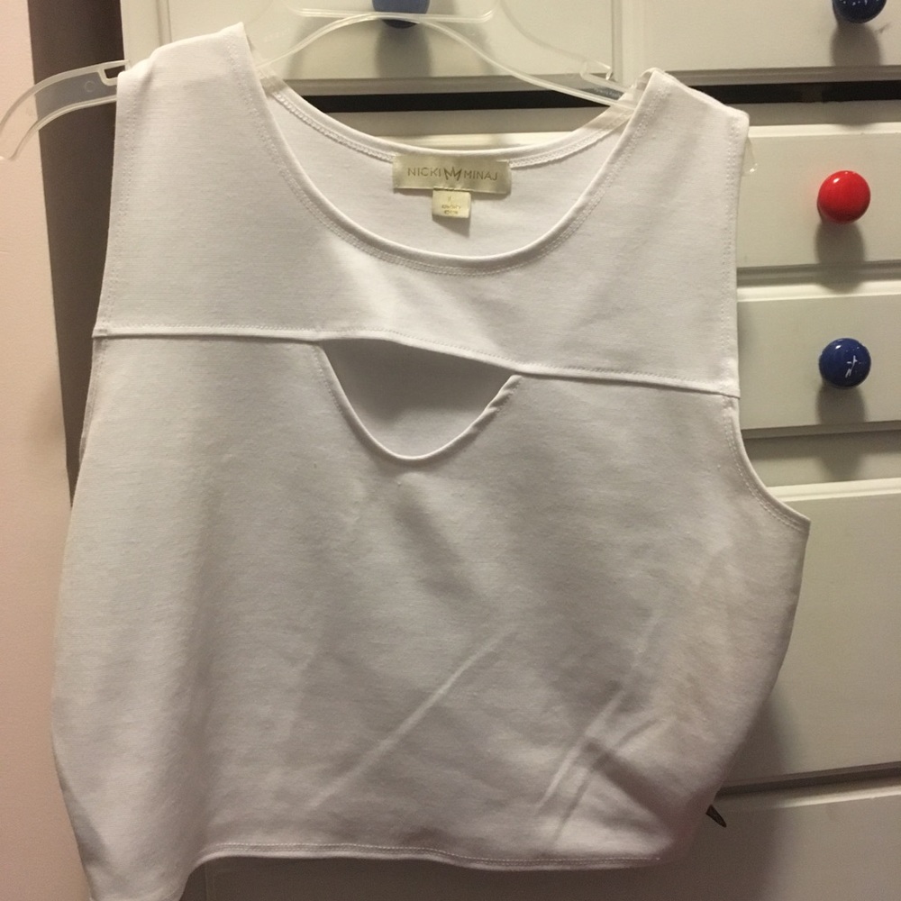 tight white cut out crop top